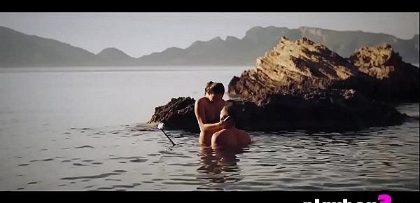  Wet horny couple enjoyed fucking at a secret beach